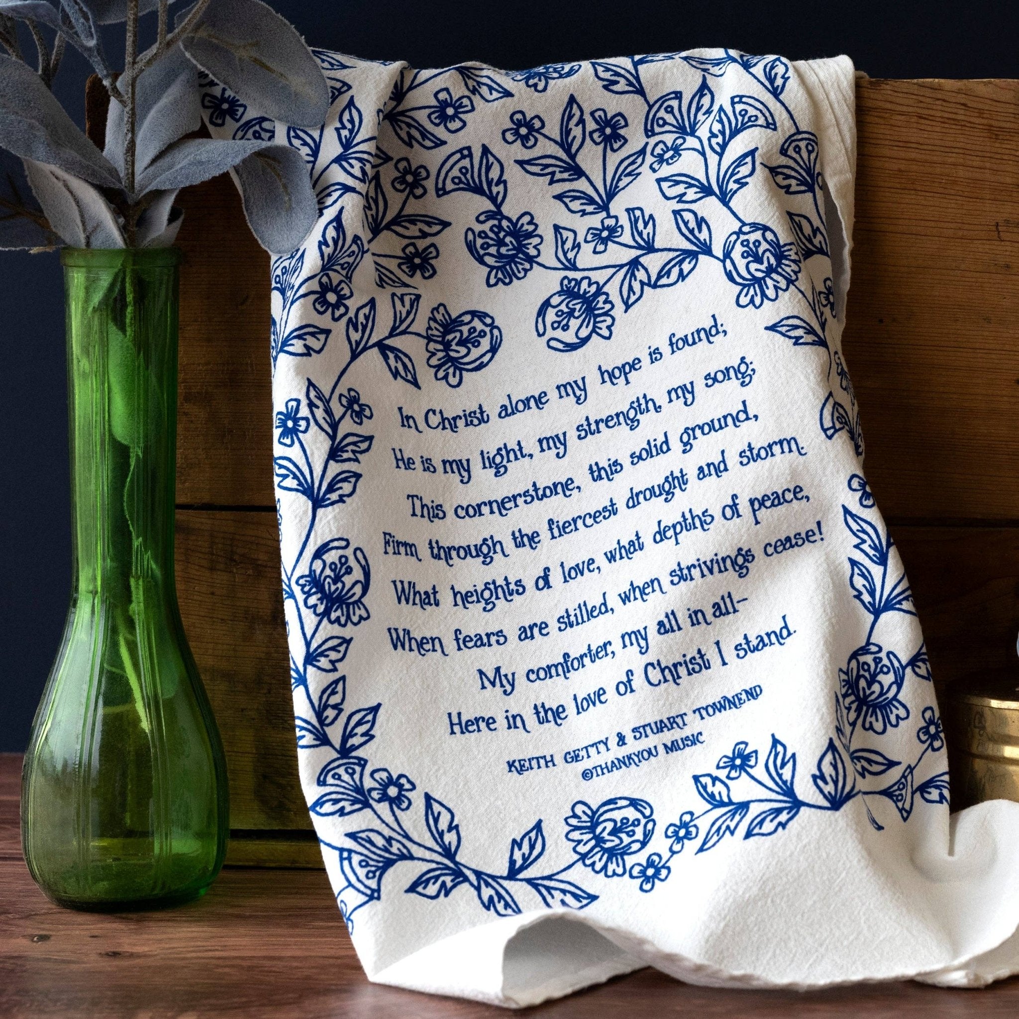 In Christ Alone Hymn Tea Towel - Blue - From Me To You