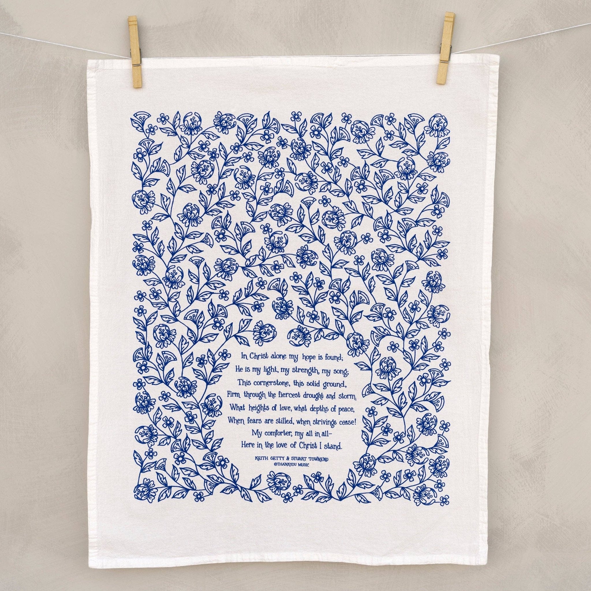 In Christ Alone Hymn Tea Towel - Blue - From Me To You