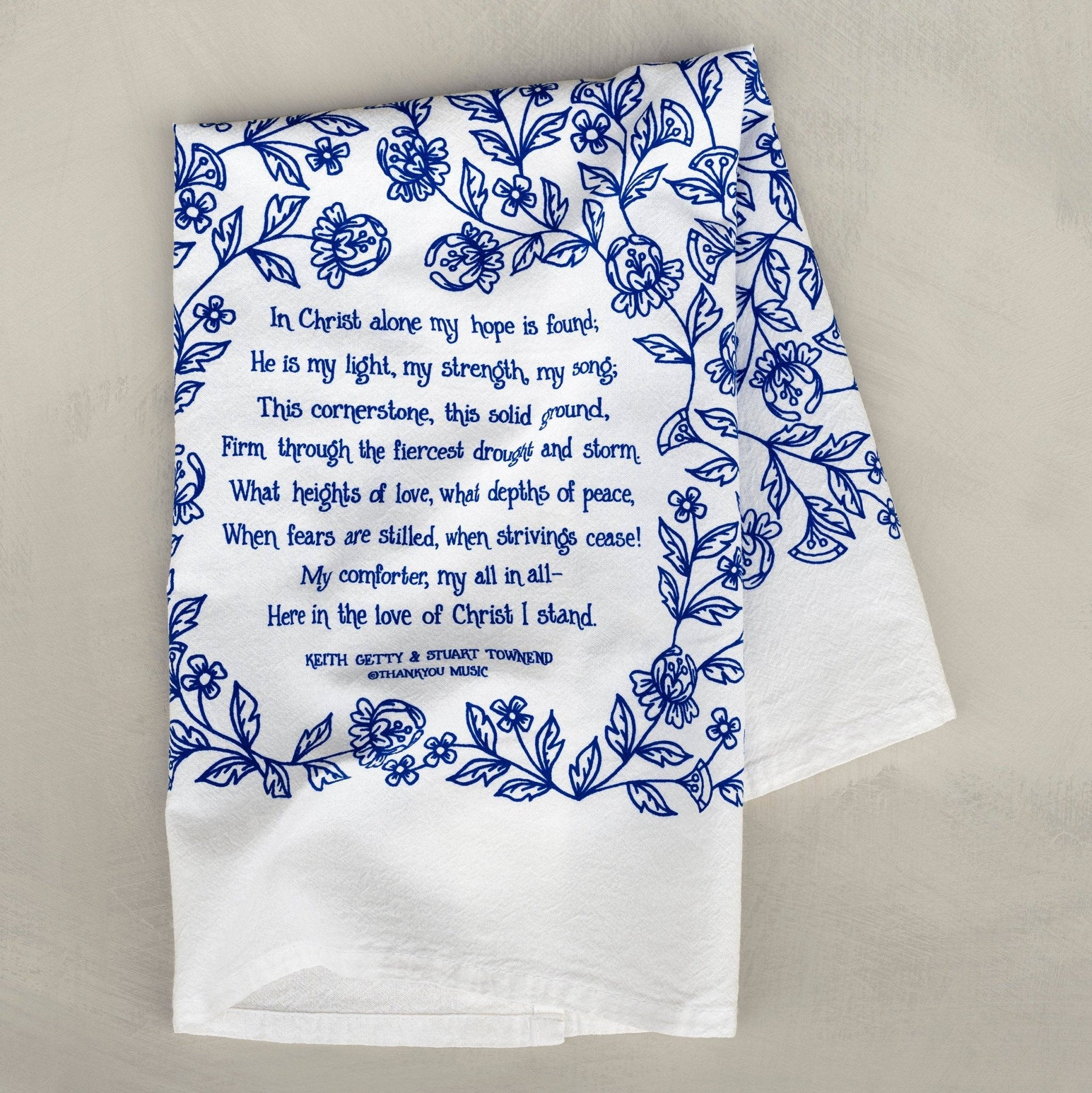 In Christ Alone Hymn Tea Towel - Blue - From Me To You