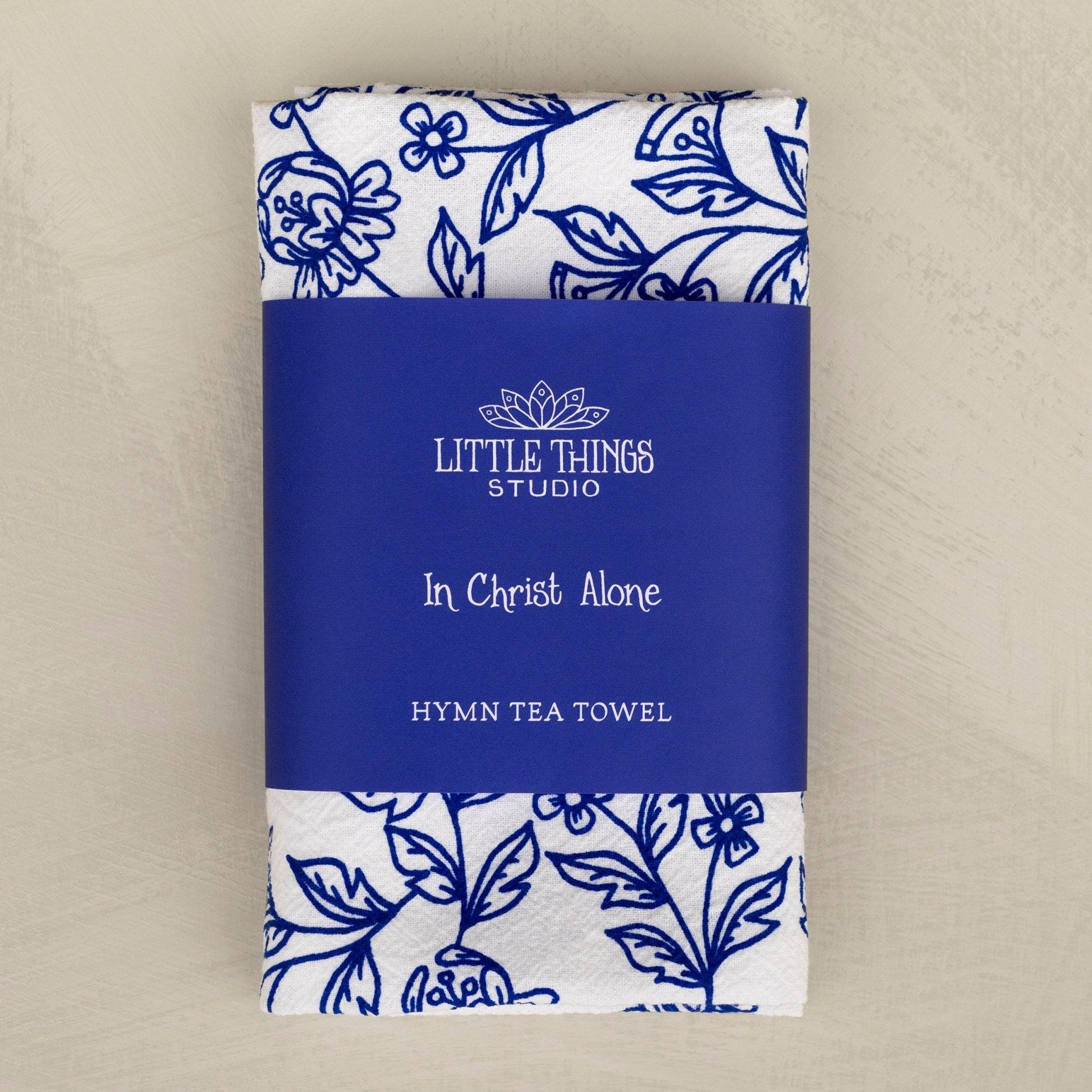 In Christ Alone Hymn Tea Towel - Blue - From Me To You