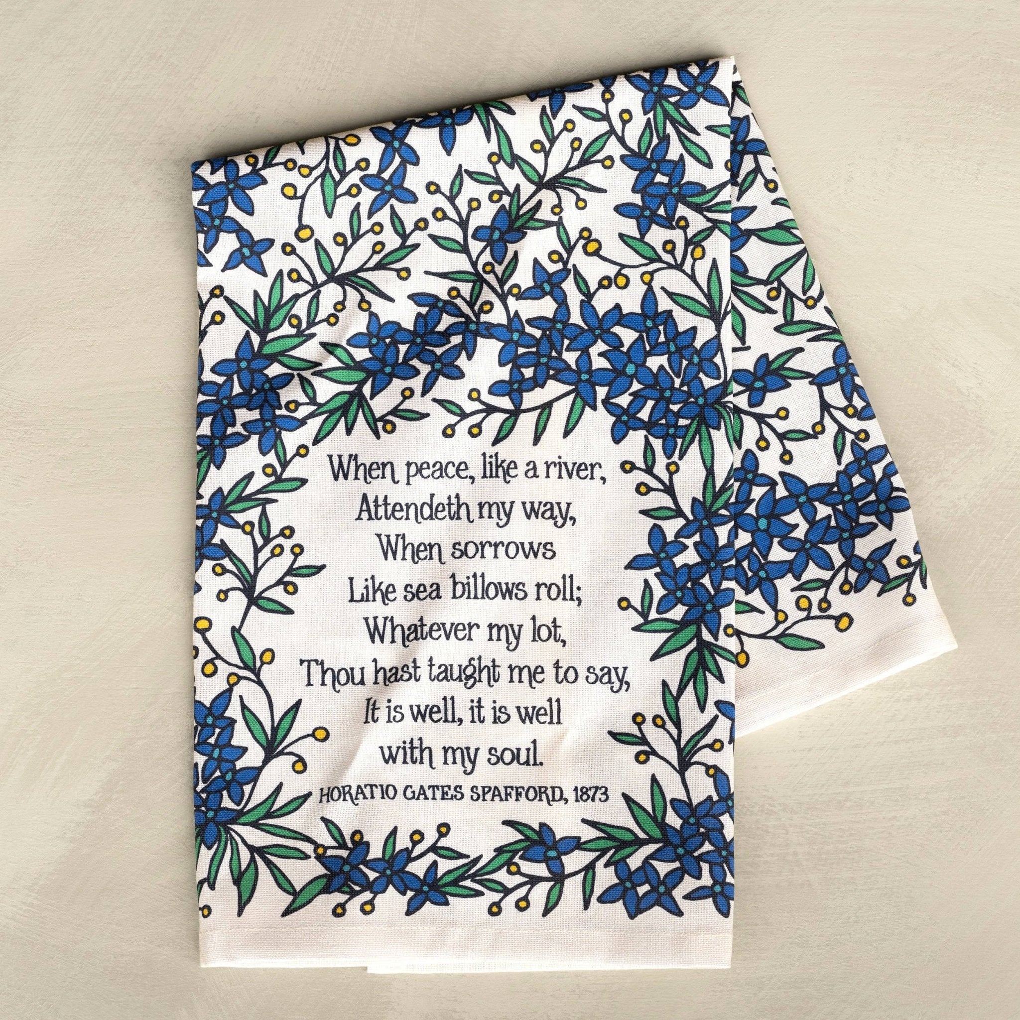 It Is Well Hymn Tea Towel - full color - From Me To You