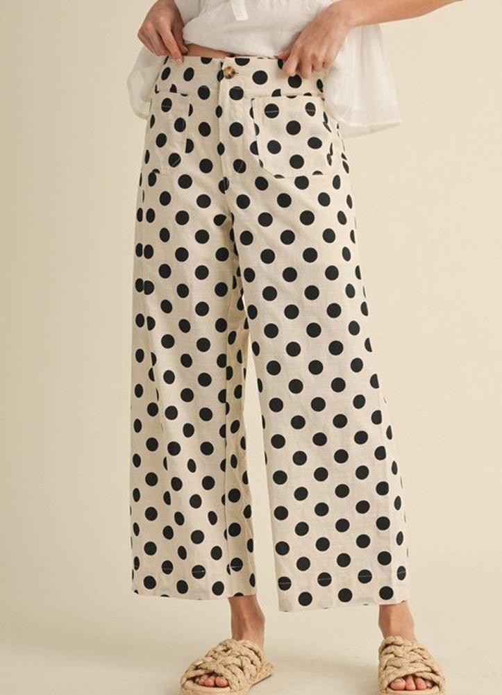 JODIFL Polka Dot Wide Leg Pants in Black - From Me To You