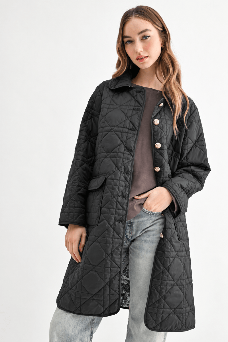 Joh-Joselyn Quilted Longline Puffer Jacket - From Me To You