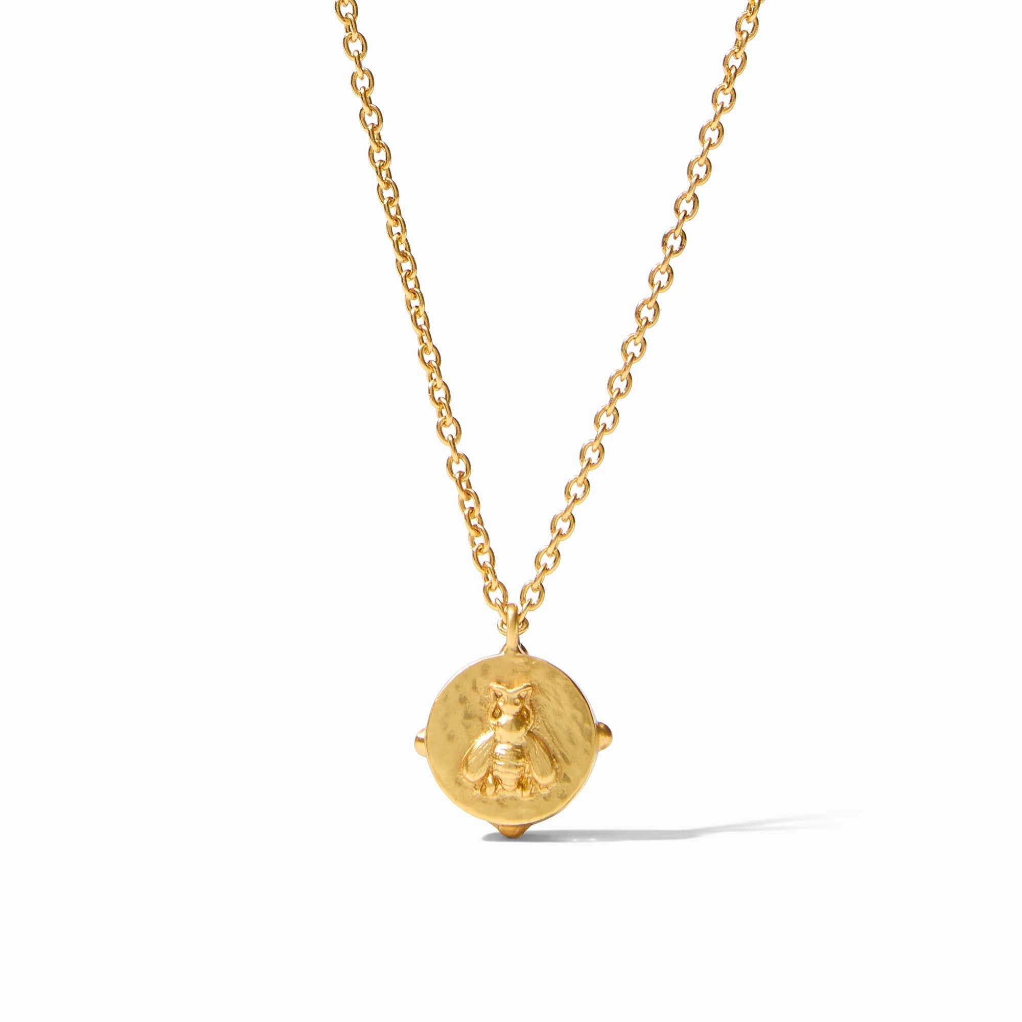 JULIE VOS Honeybee Solitaire Necklace - GOLD - Iridescent Aquamarine Blue - From Me To You
