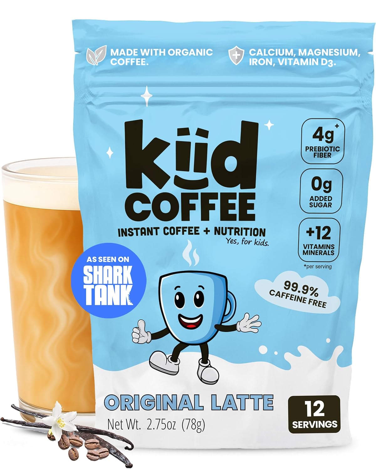 Kiid Coffee - 99.9% Caffeine - Free Organic Coffee for Kids - Original Latte - From Me To You
