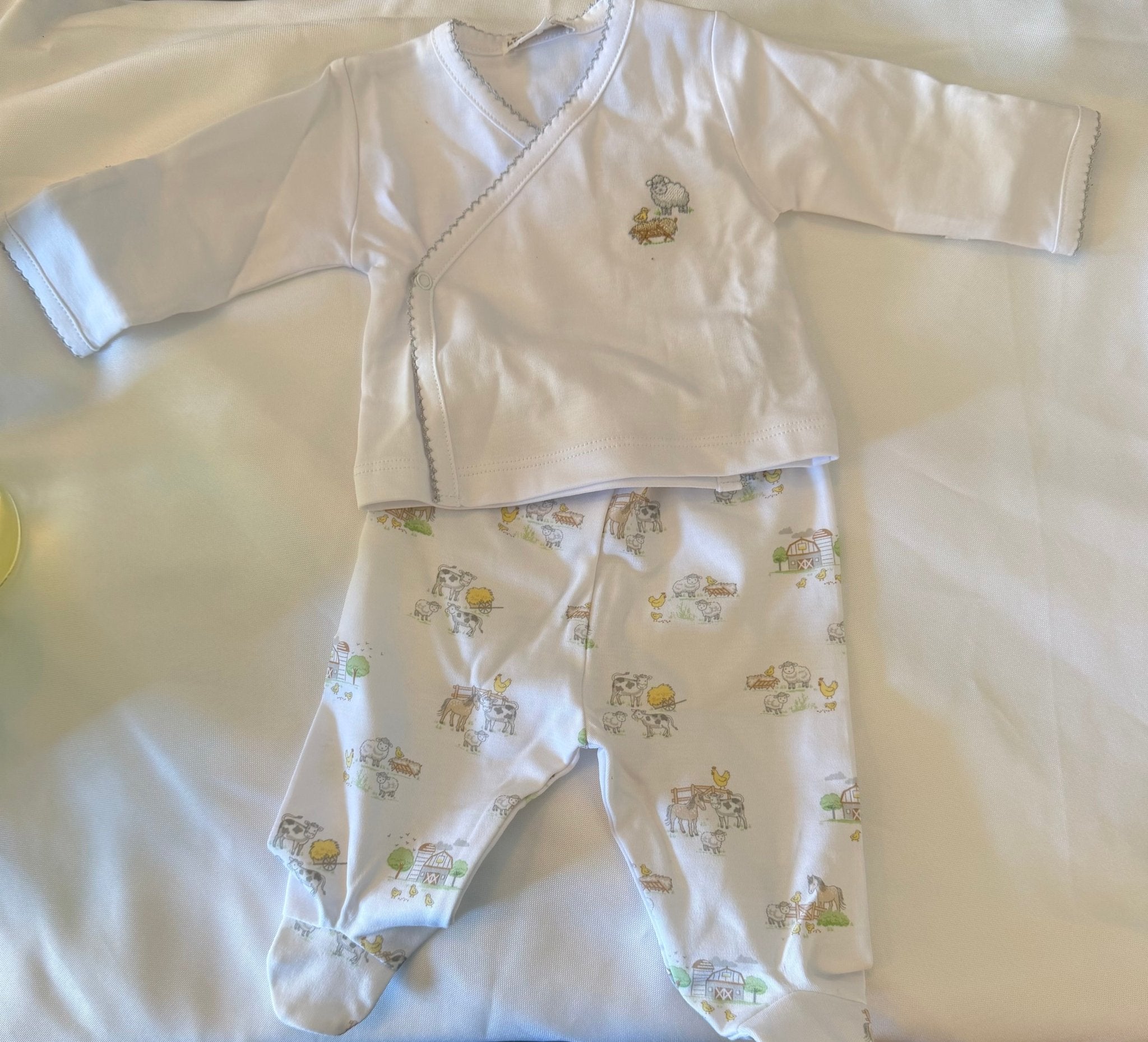 kissy kissy - Fun on the Farm Print Footed Pant Set - From Me To You