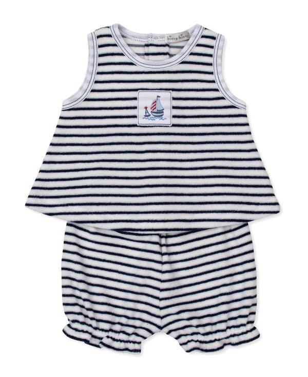 kissy kissy - Red, White, & Blue Regatta Terry Sunsuit Set - From Me To You