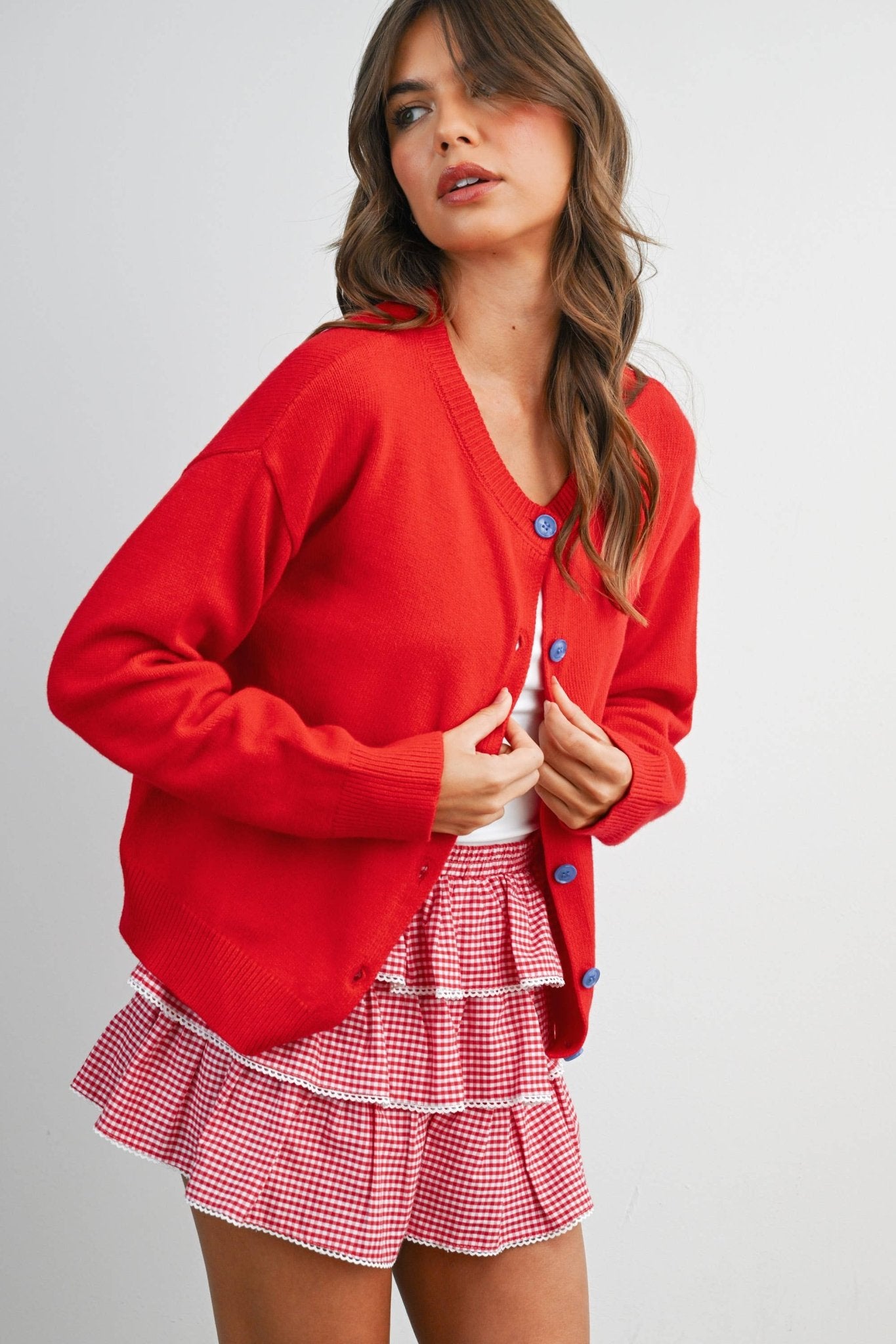 Long Sleeve Crew Neck Button Front Cardigan - BMC7965 - From Me To You