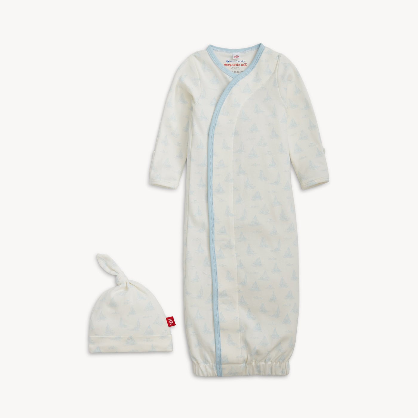 Magnetic Me - TINY TIDES BL ORG COT MAGNETIC GOWN + HAT SET - Blue - From Me To You