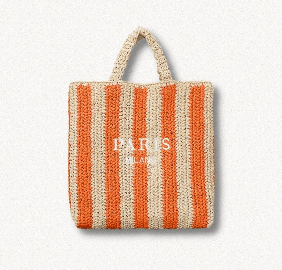 Malibu Sugar Straw Striped Tote - From Me To You