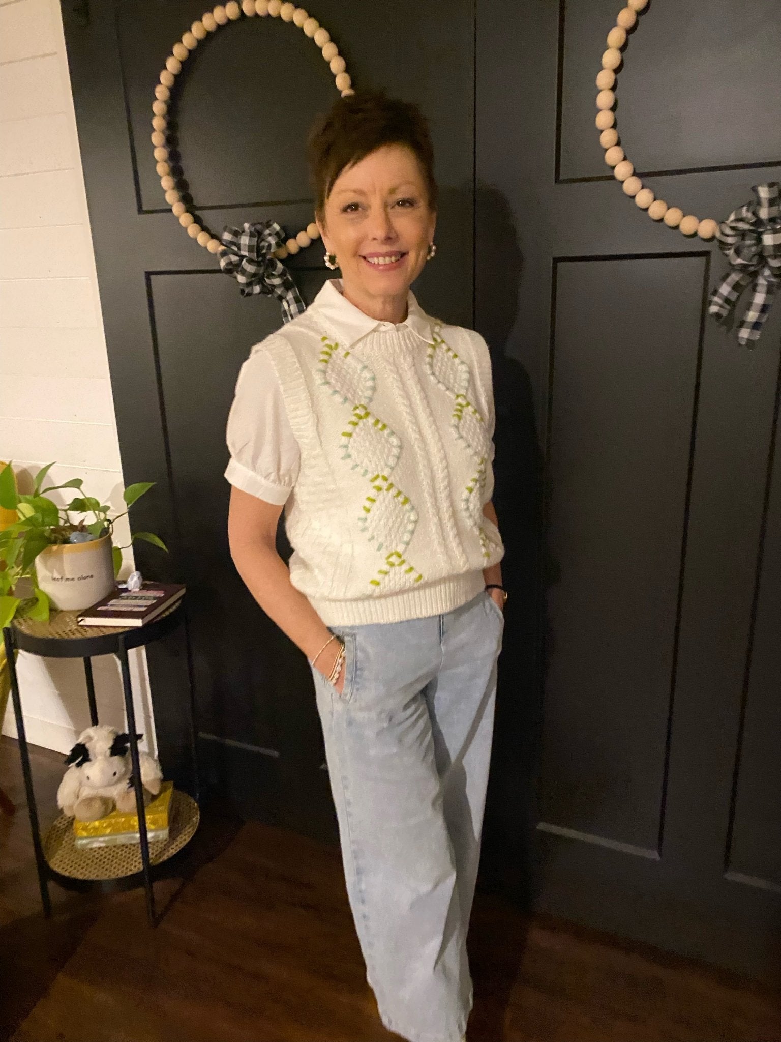 MDM Lime Green/Aqua/Beige Knitted Vest - From Me To You