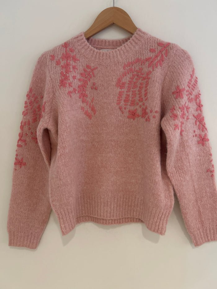 MDM Pink Embroidered Knitted Sweater - From Me To You