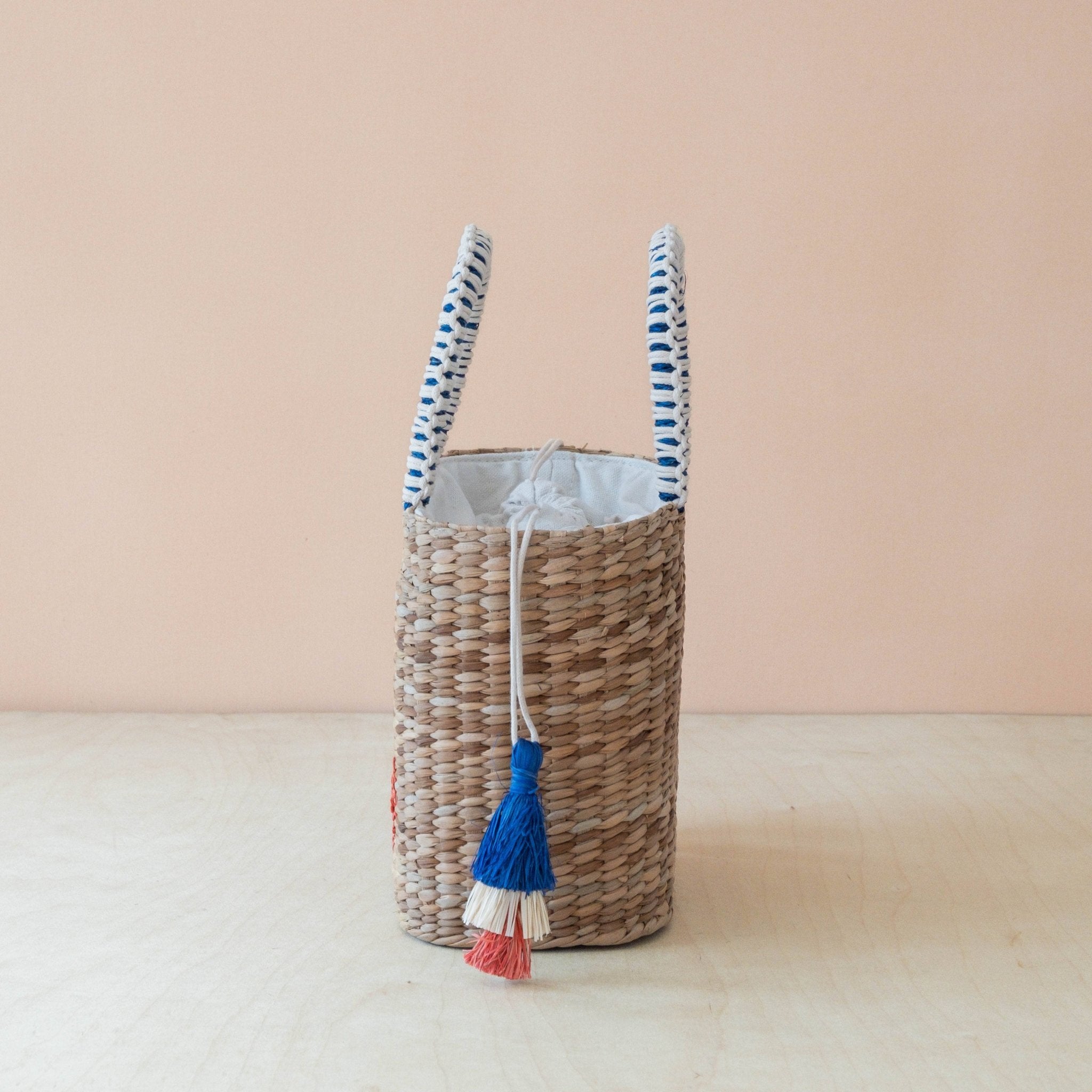 Mini Woven Tote Bag with Embroidered Bonjour – Handwoven Beach Tote | LIKHÂ - From Me To You