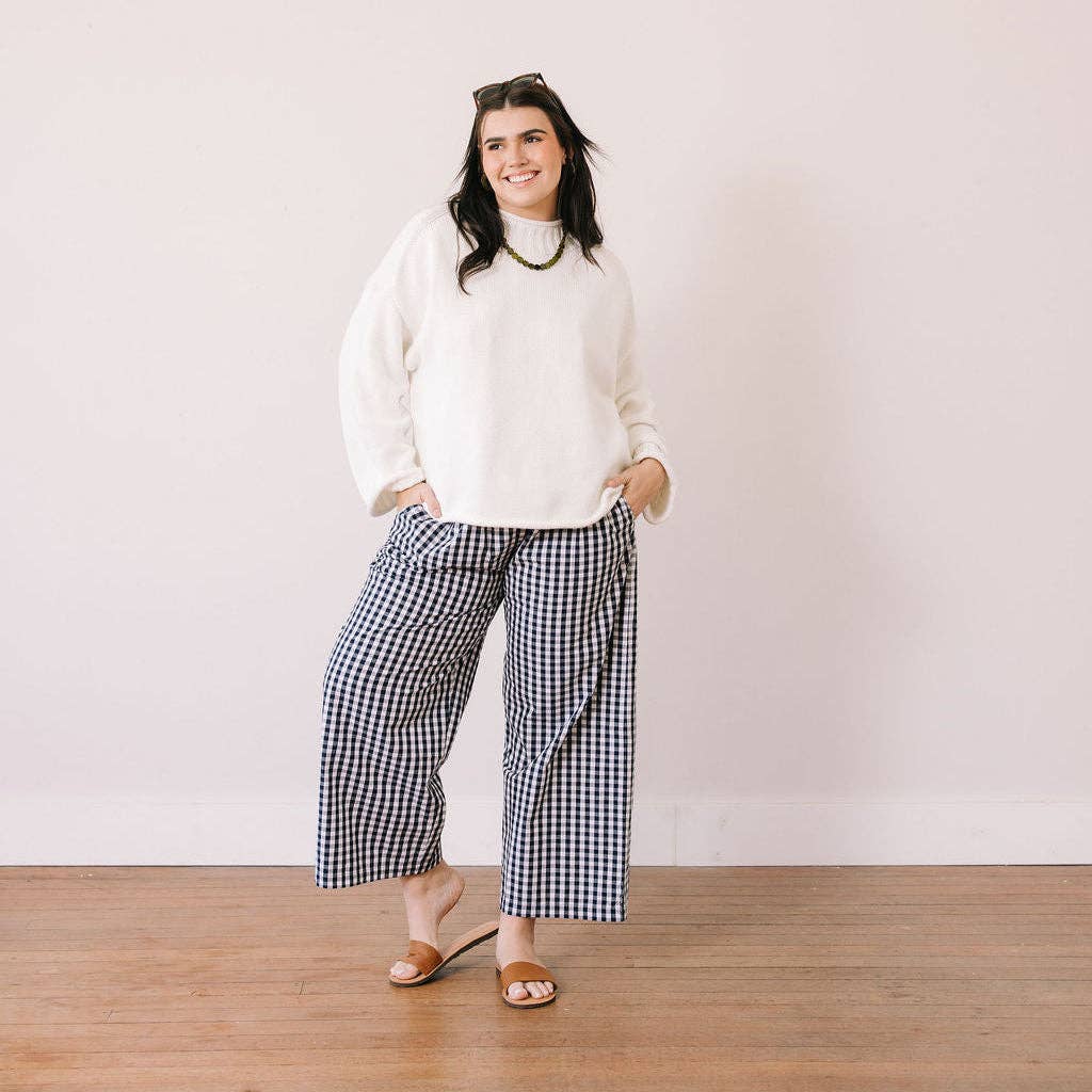 Navy Gingham Daphne Pant - From Me To You