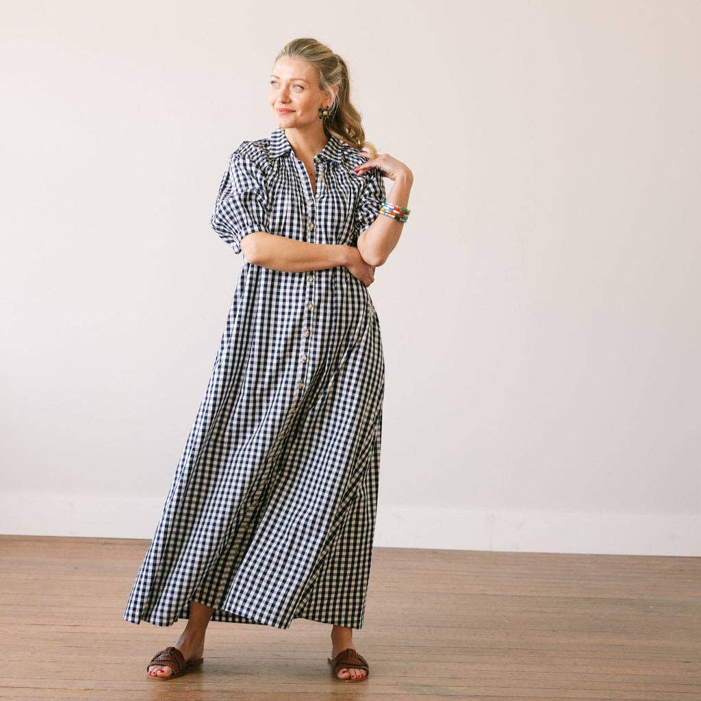 Navy Gingham Oasis Dress - From Me To You