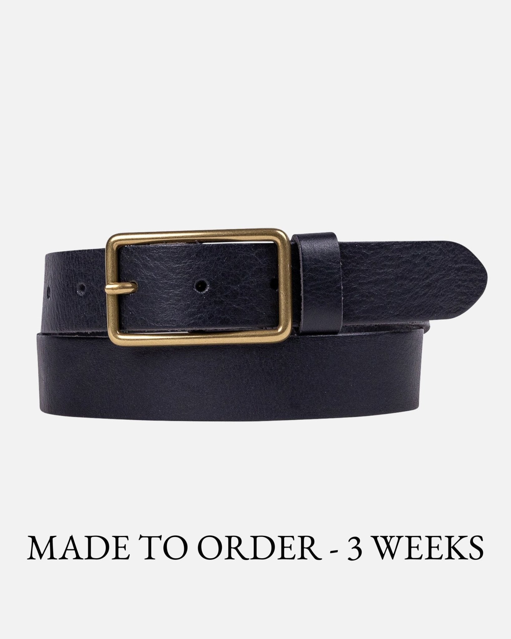 Nora | Italian Leather Belt with Rectangular Buckle-Black - From Me To You