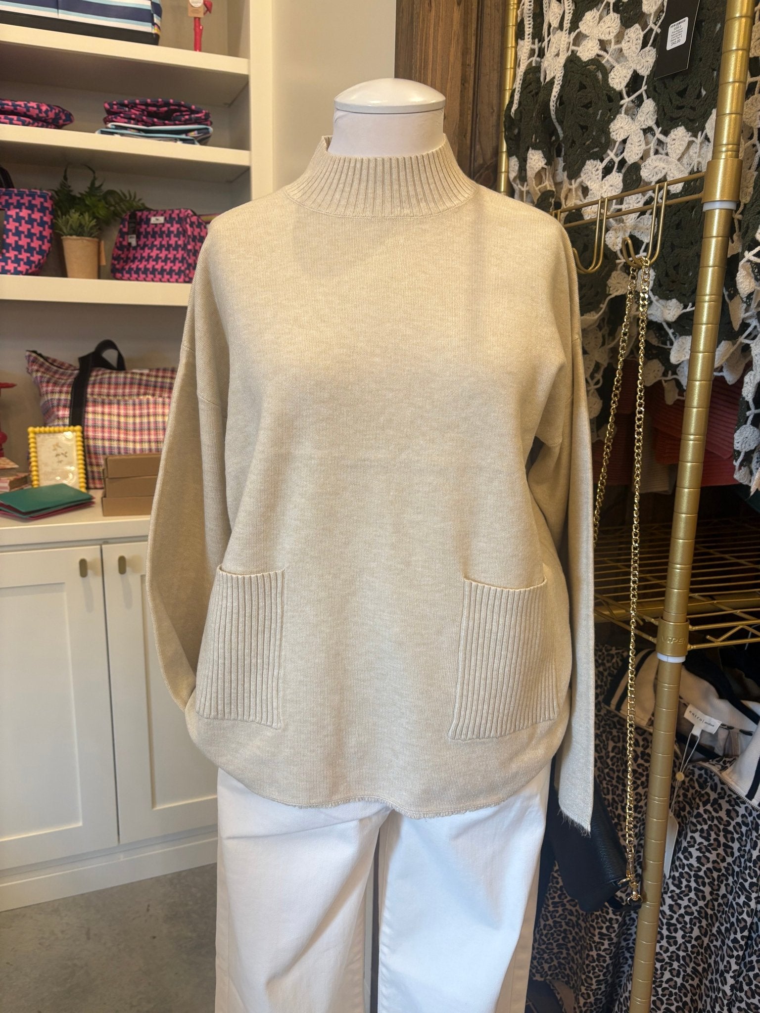 Pinch - Oatmeal Soft Yarn Sweater with Front Pockets - From Me To You