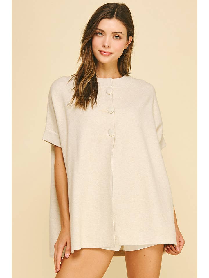 Pinch - Open Front Button Down Sweater - Oatmeal - From Me To You