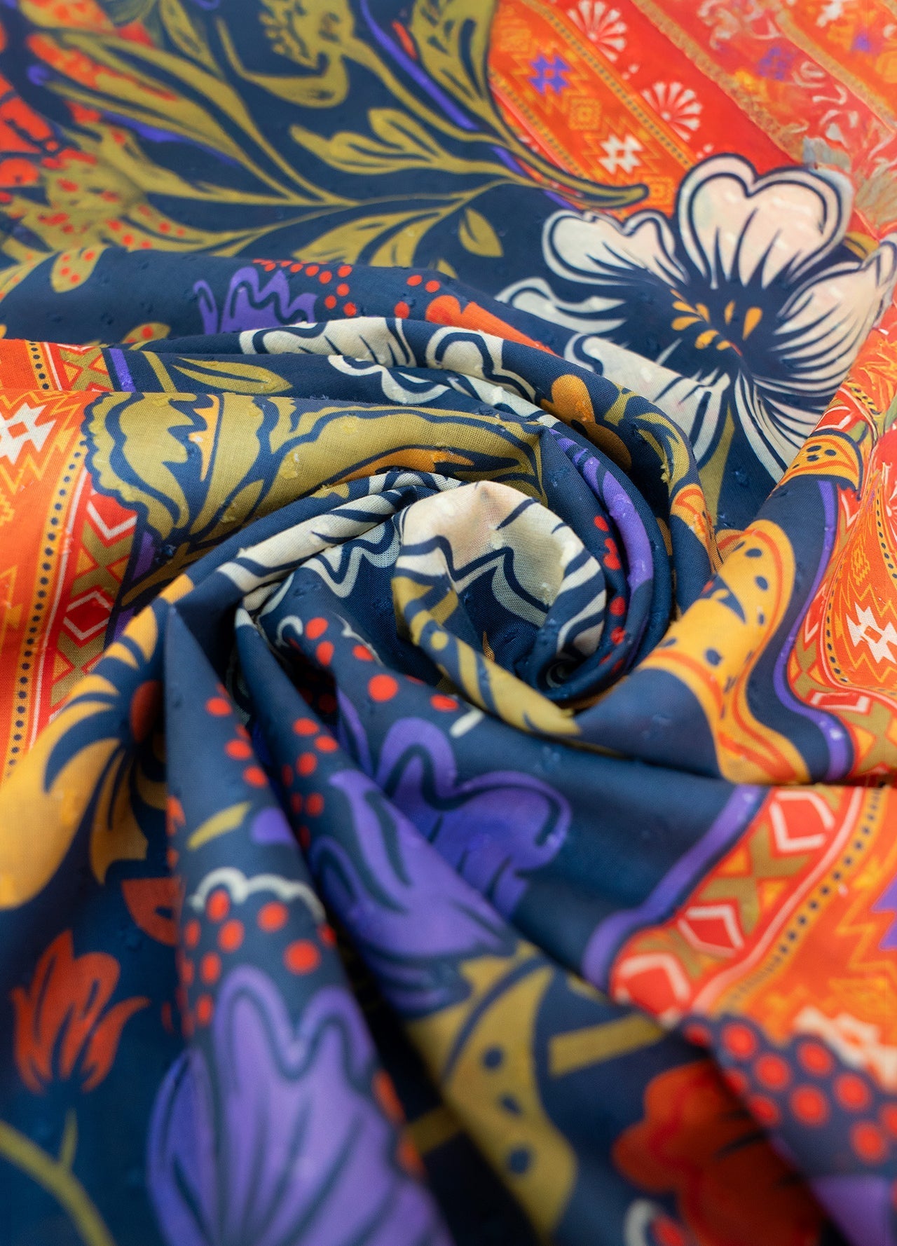 Powder - Cotton Scarf - Trailing Floral in Navy - From Me To You