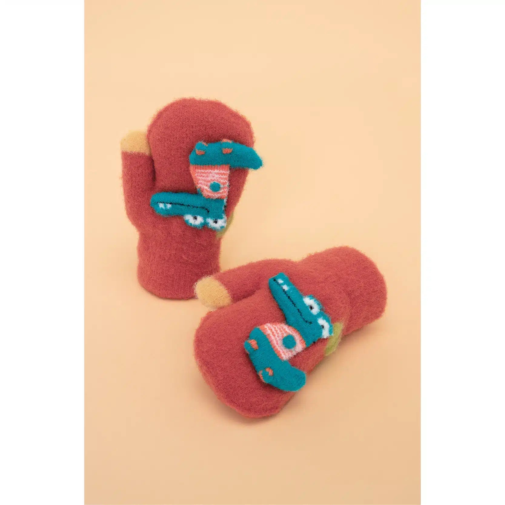 Powder Design Kids Mittens - Smiley Crocodile - Tangerine - From Me To You