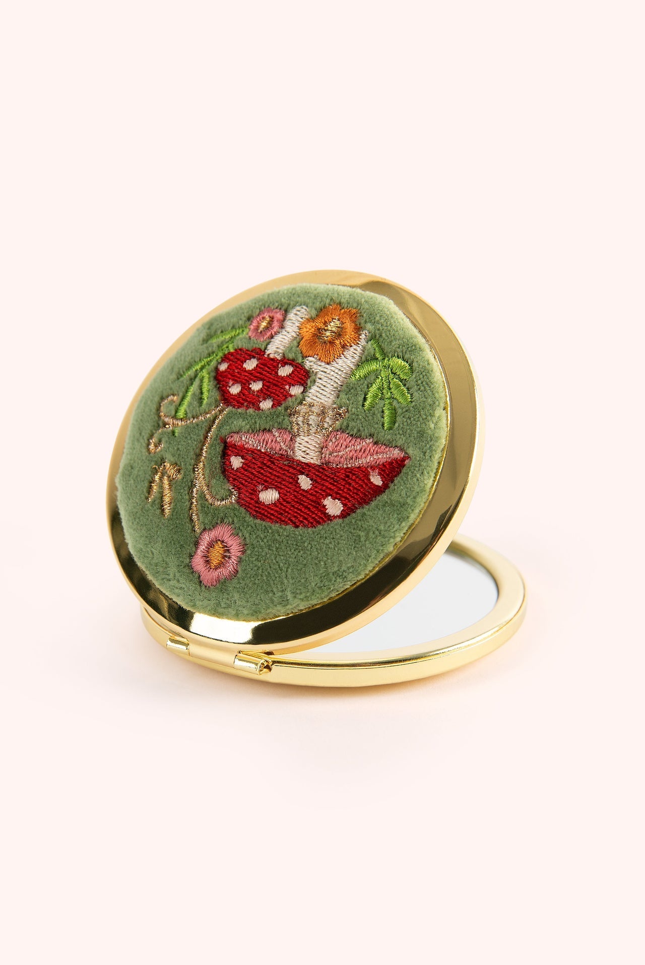 Powder - Embroidered Compact Mirror - Toadstools - From Me To You