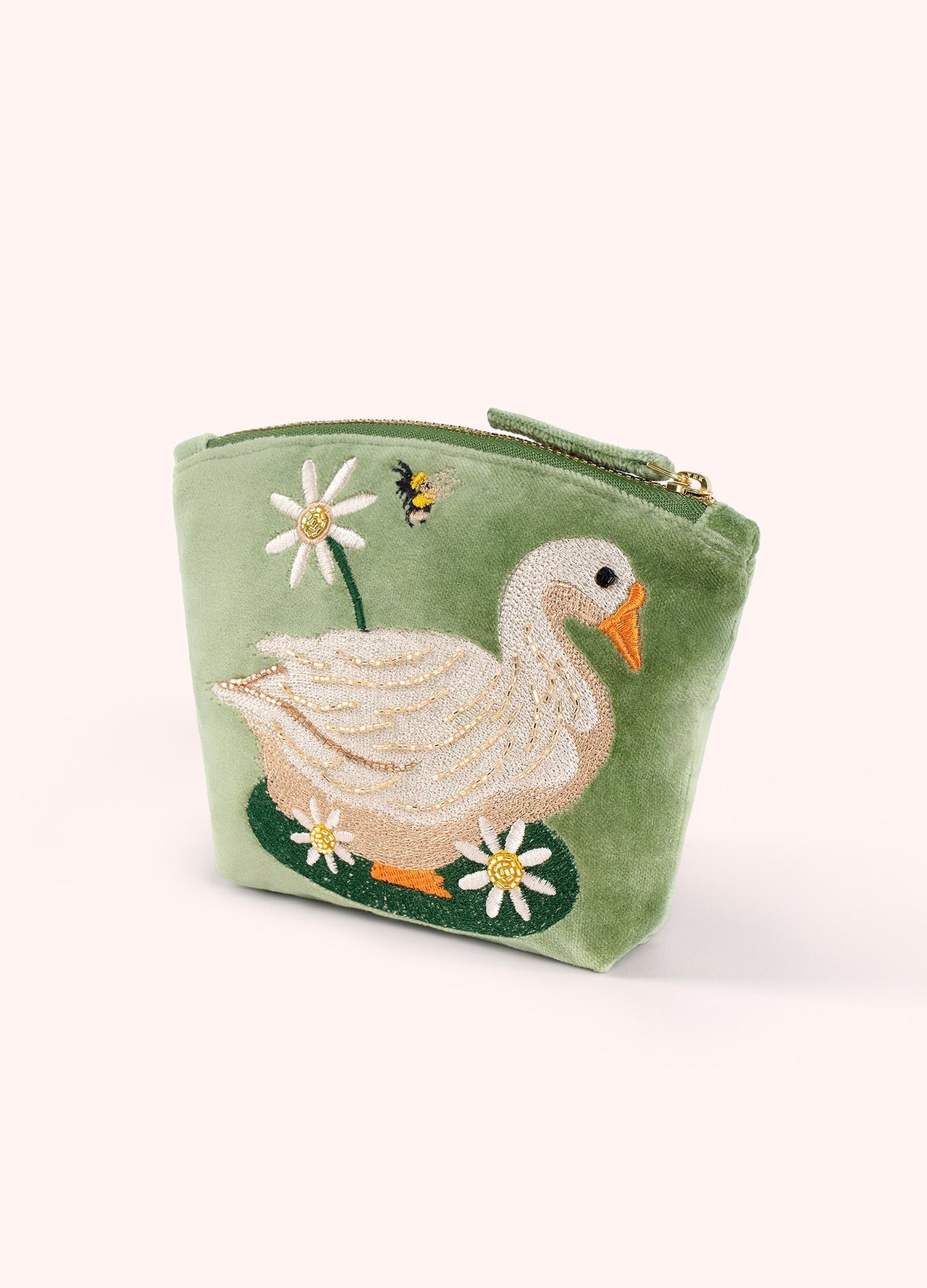 Powder - Embroidered Velvet Mini Pouch - Garden Goose - From Me To You