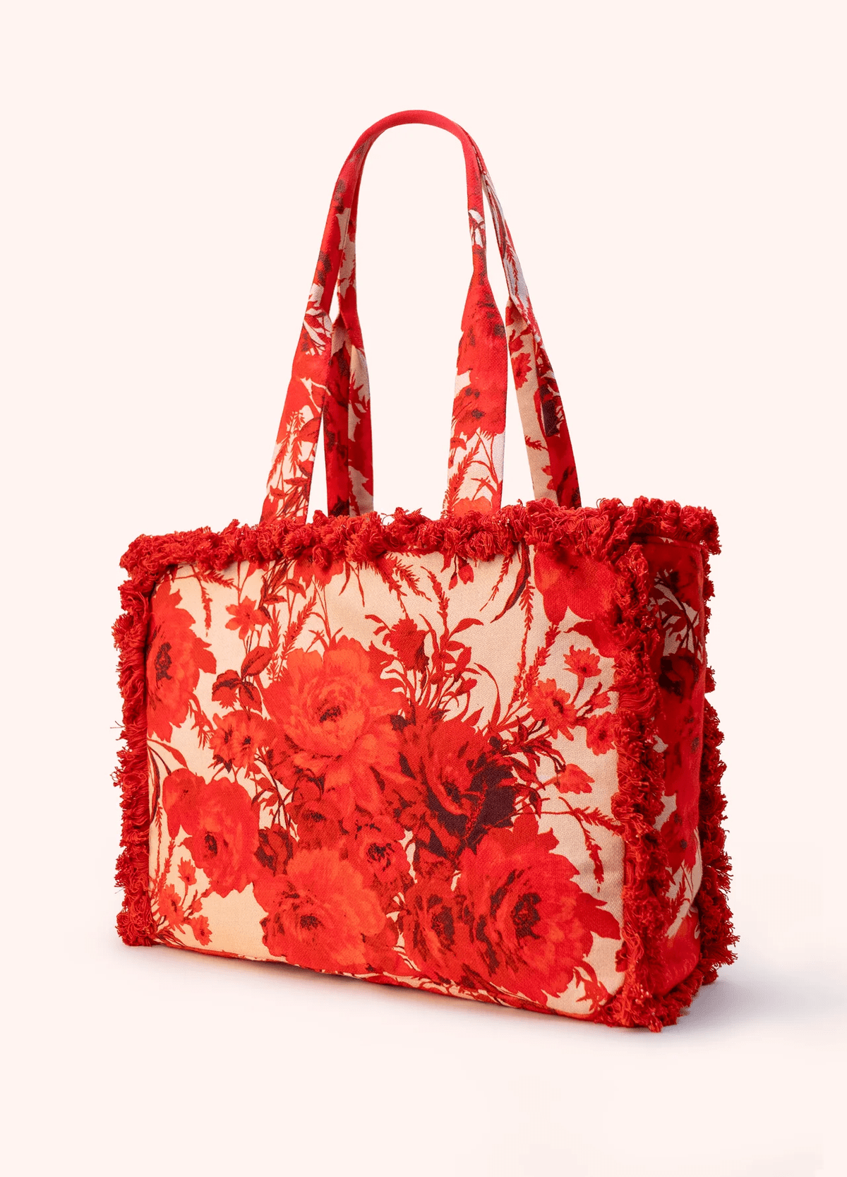 Powder - Fringed Box Tote - Rouge Blooms - From Me To You