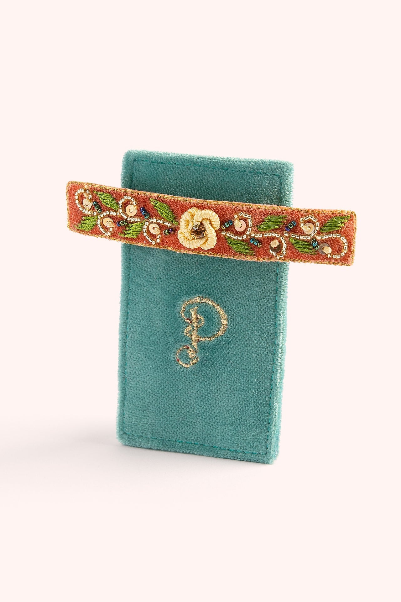 Powder - Hair Barette - Tangerine Floral, Teal - From Me To You