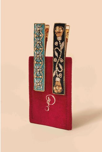 Powder - Jeweled Hair Clips (Set of 2) - Ribbon & Vine - From Me To You