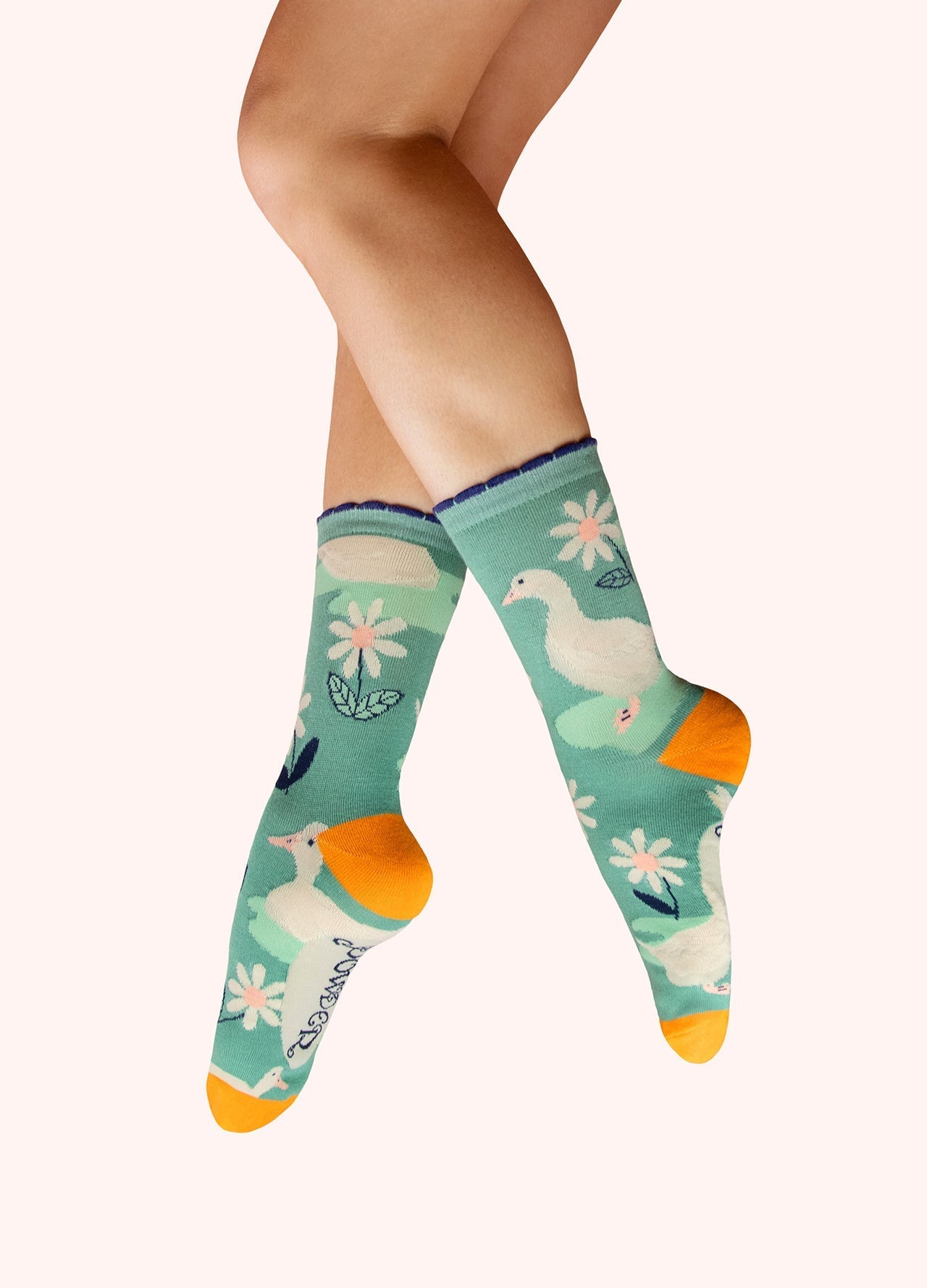 Powder - Ladies' Ankle Socks - Daisy Ducks in Jade - From Me To You