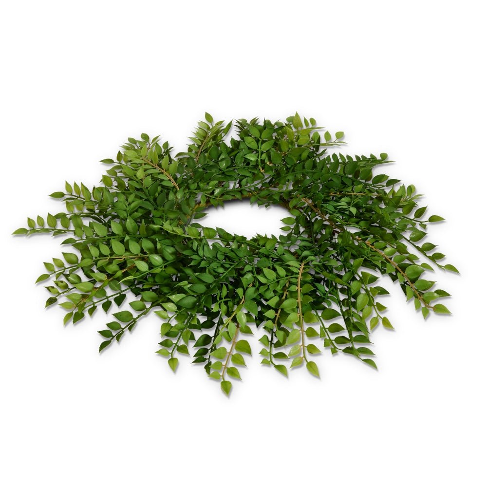 Raz 18" Green Ruscus Mini Wreath - Candle Ring - From Me To You
