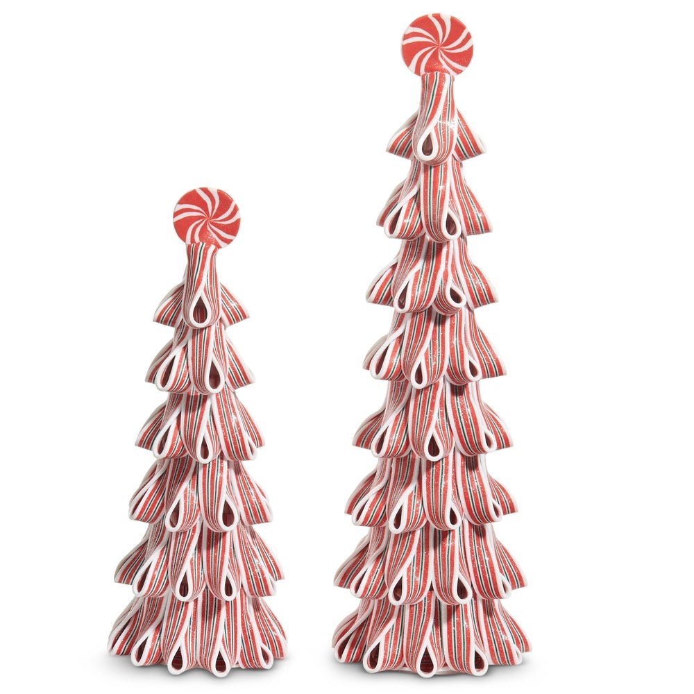 Raz 18" Red and White Ribbon Candy Trees - From Me To You