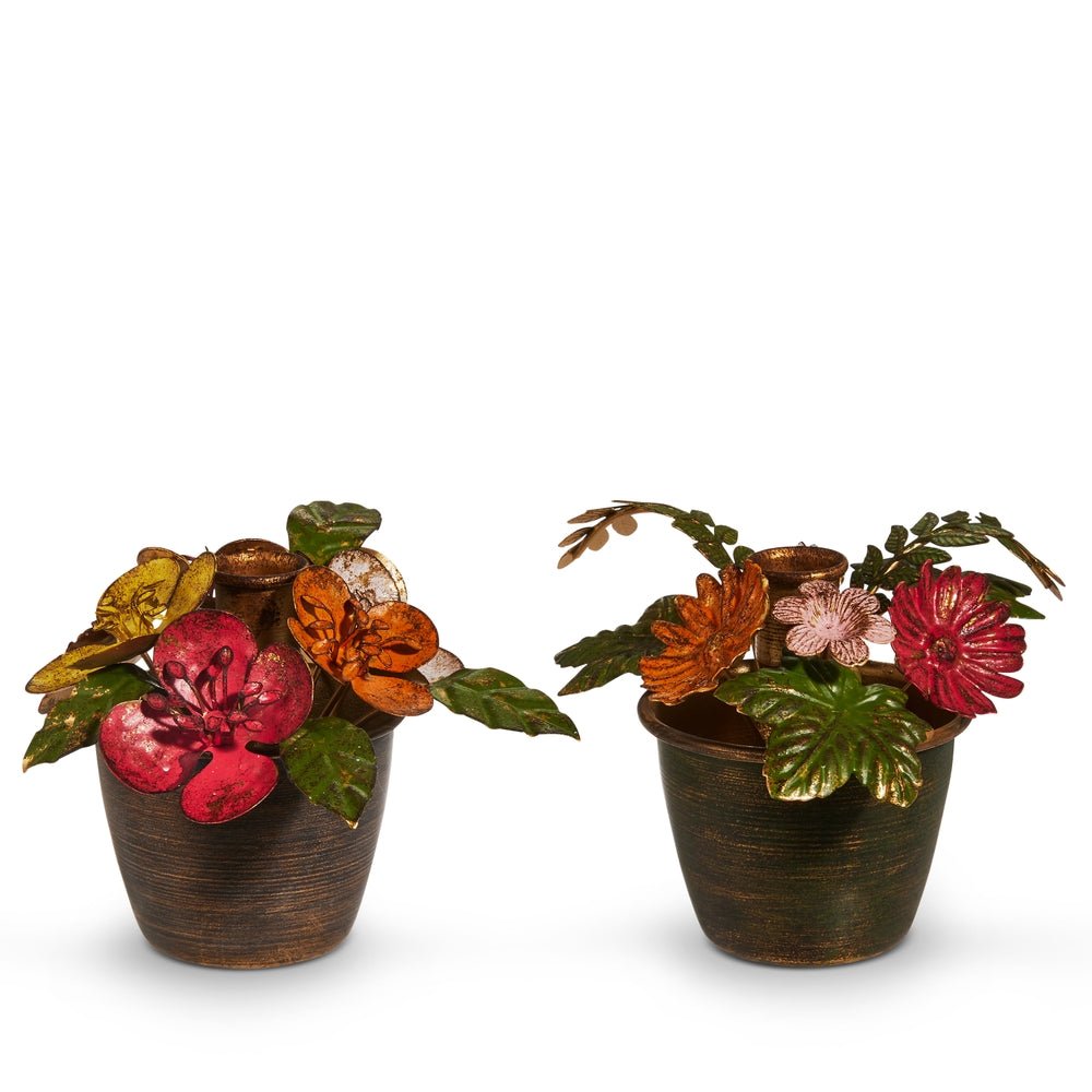 Raz 6" Potted Floral Candle Holder - From Me To You