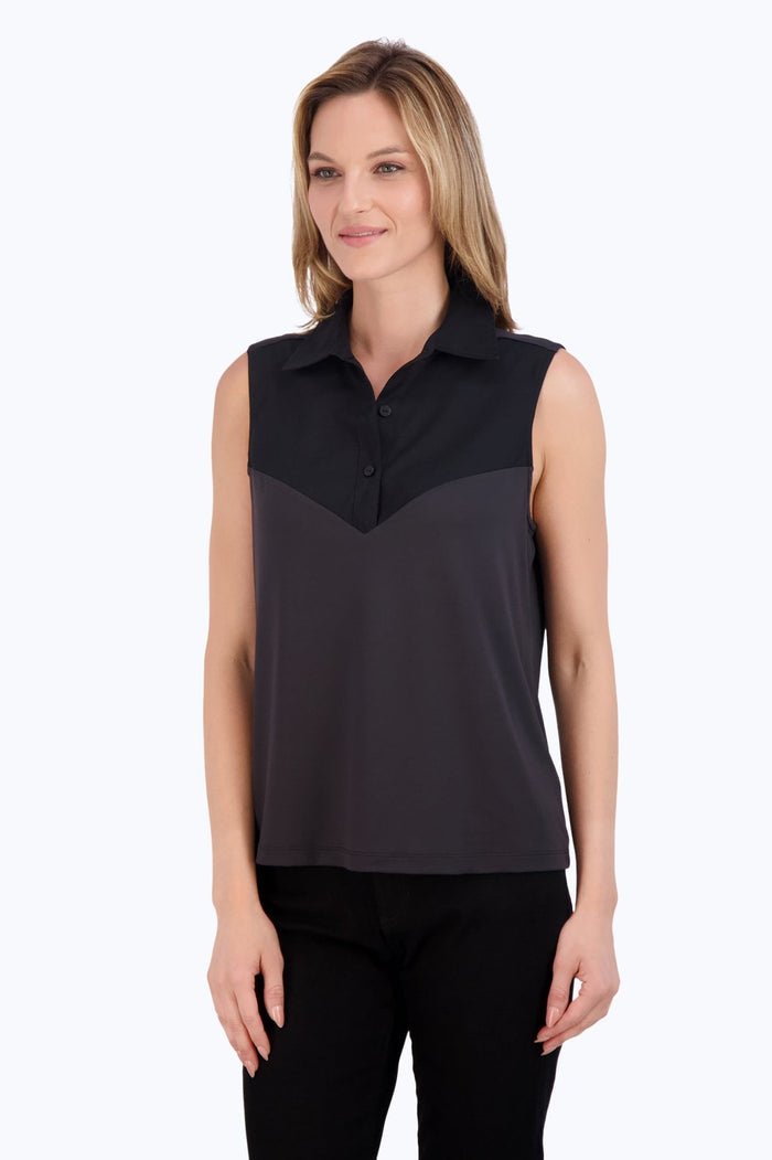 RICKI Knit - Woven Sleeveless Layering Tank - Black - From Me To You