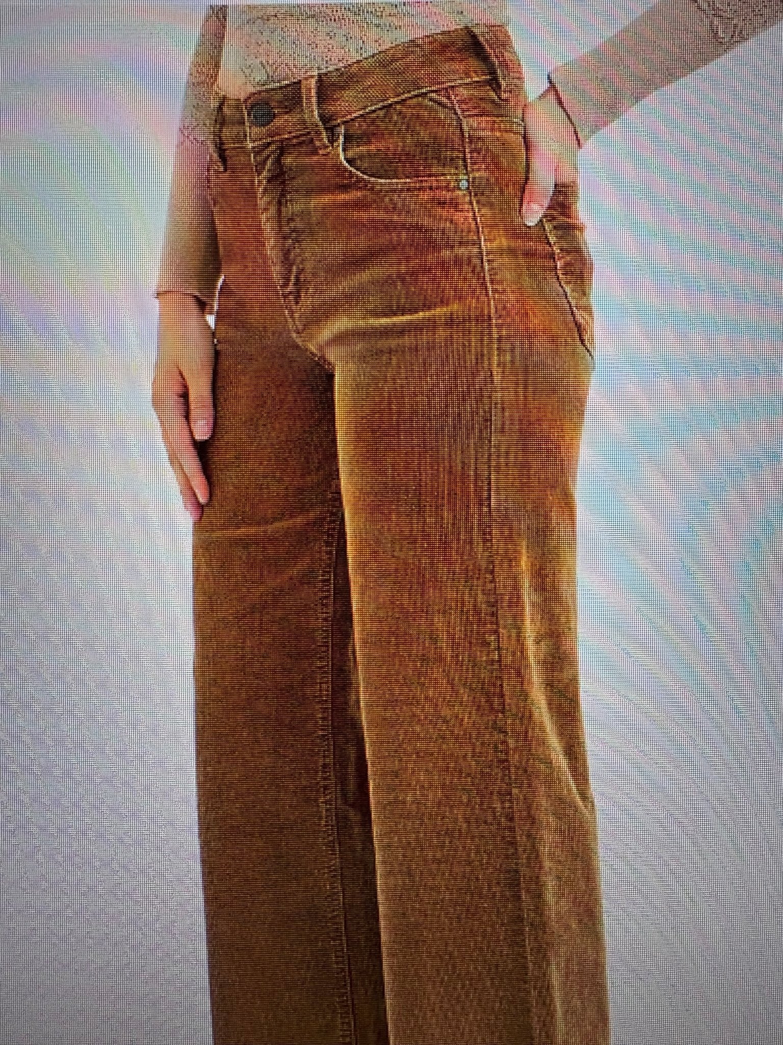 Risen High Rise Crop Corduroy Pants - TEDDY BEAR - From Me To You