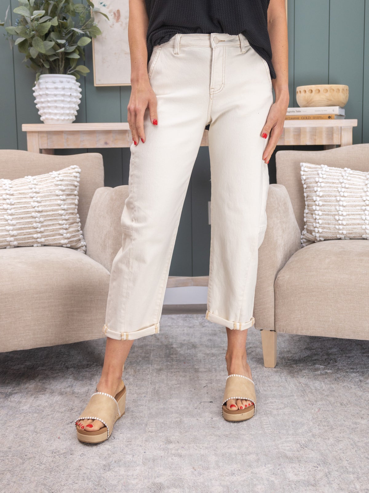 Risen High Rise - Relaxed Barrel Cuffed Pants - From Me To You