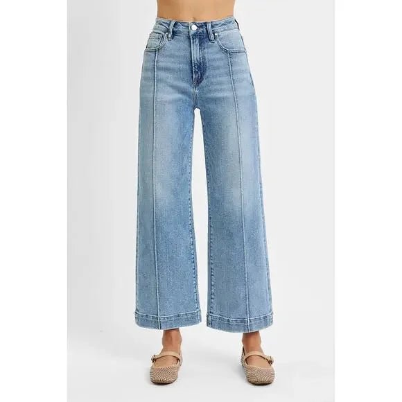 Risen RISEN High Rise Crop Wide Leg Jeans - Light - From Me To You