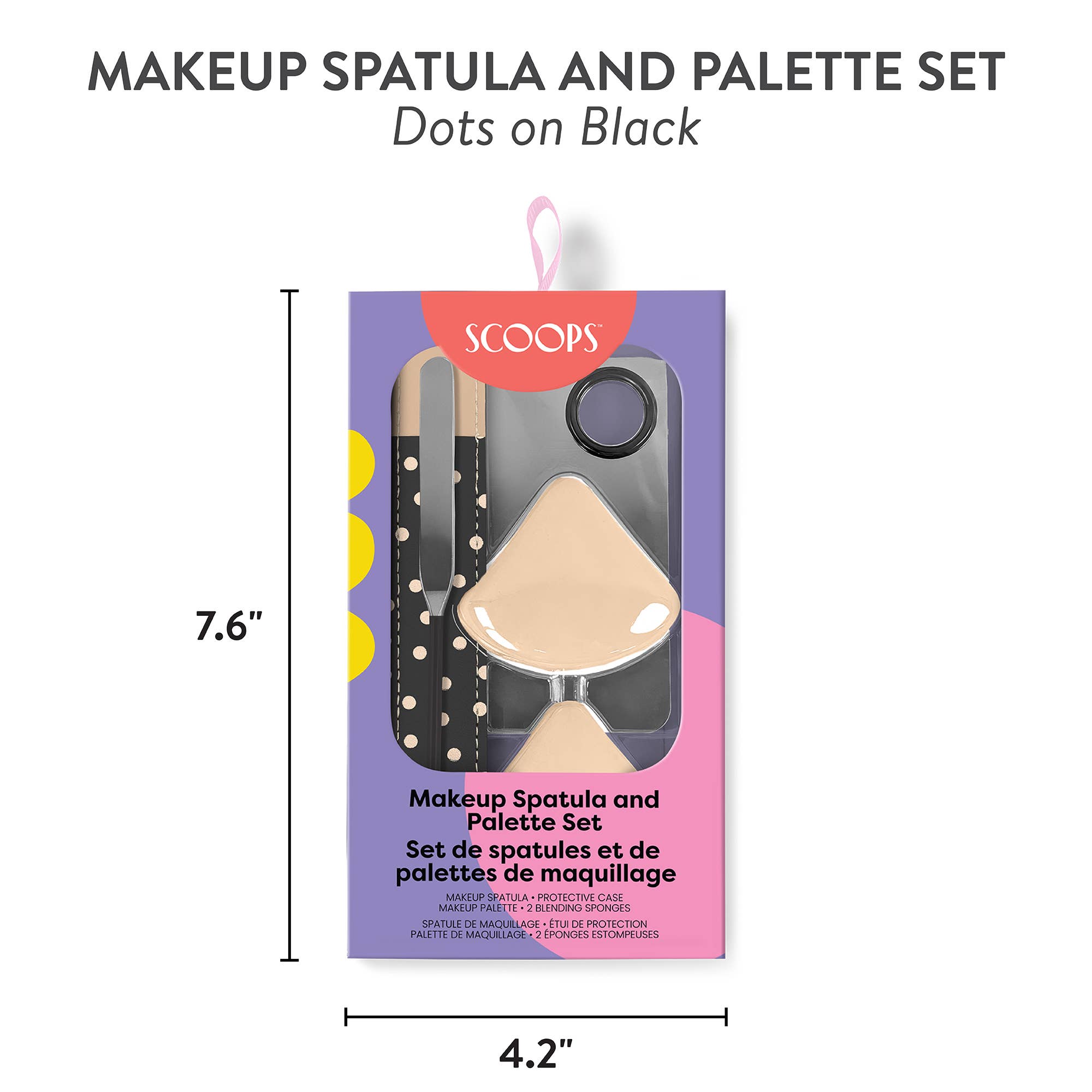 SCOOPS Beauty Makeup Spatula and Palette Set, Dots on Black - From Me To You
