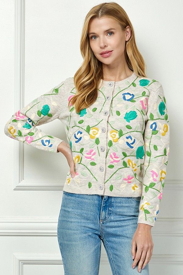See And Be Seen Embroidery Detail Sweater Cardigan - From Me To You