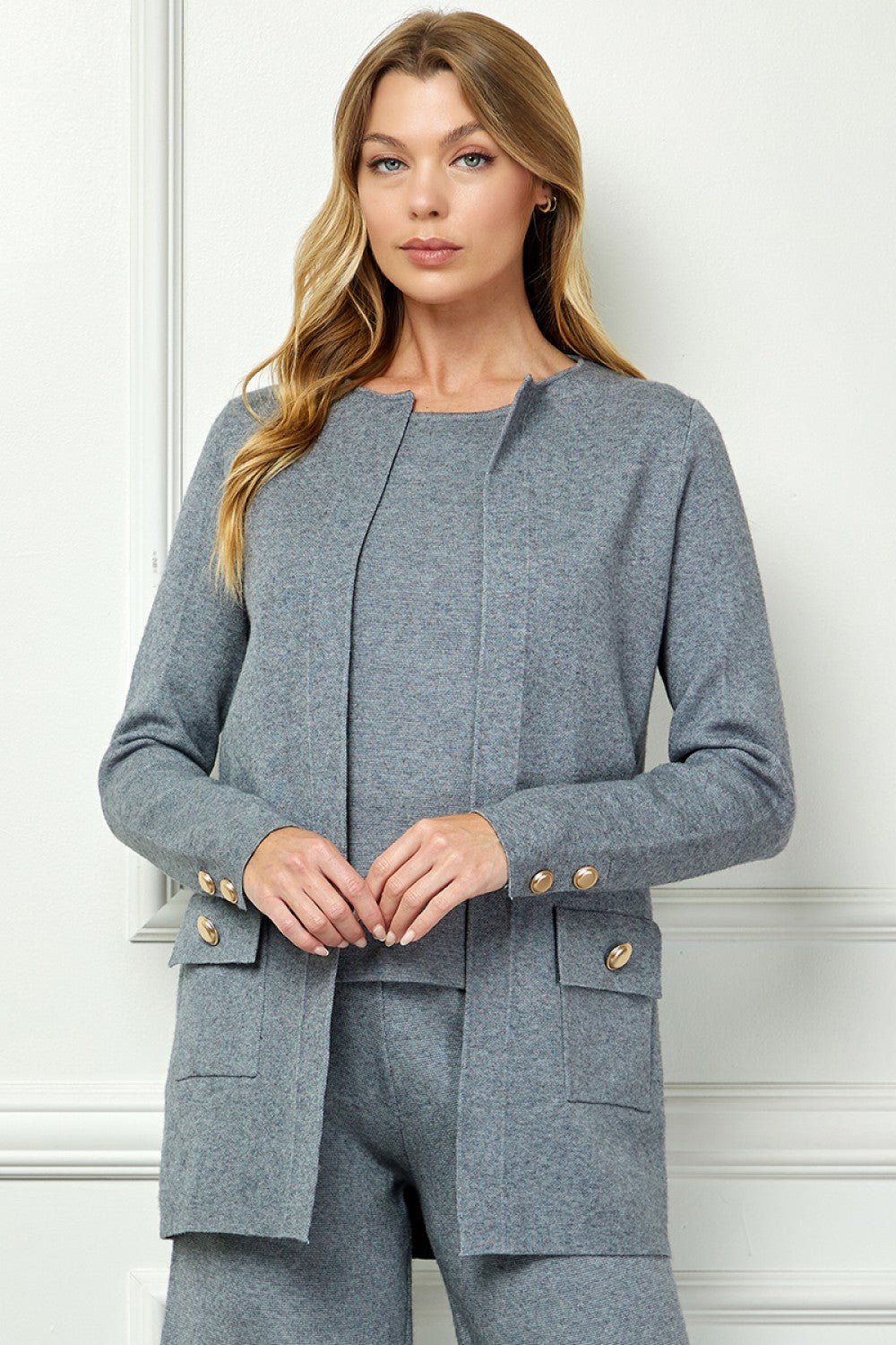 See And Be Seen Long Sleeve Sweater Cardigan - GREY - From Me To You