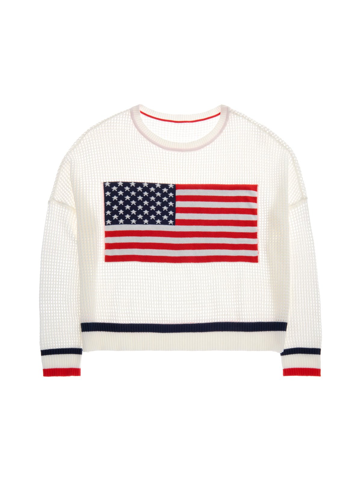 Shiraleah American Flag Mesh Sweaters, White - From Me To You