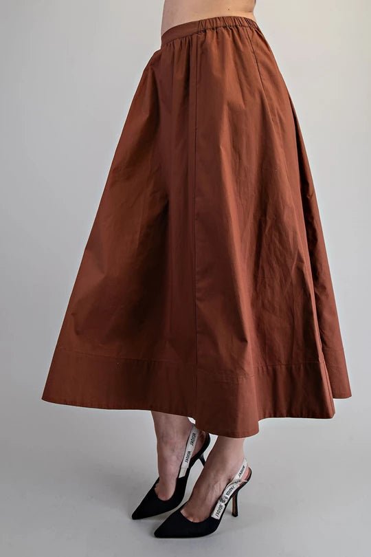Side Pocket Midi Skirt - Coconut Brown - From Me To You