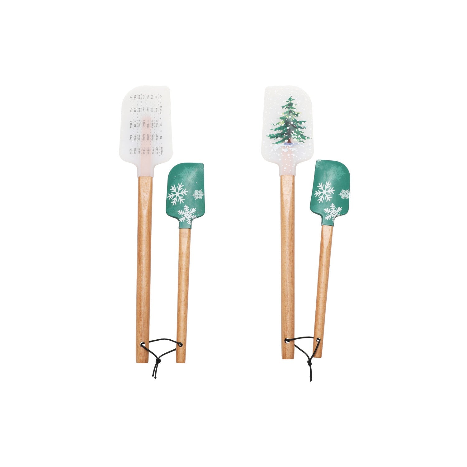 Silicone & Wood Spatulas with Measurement Conversions, Set of 2 Sizes - From Me To You
