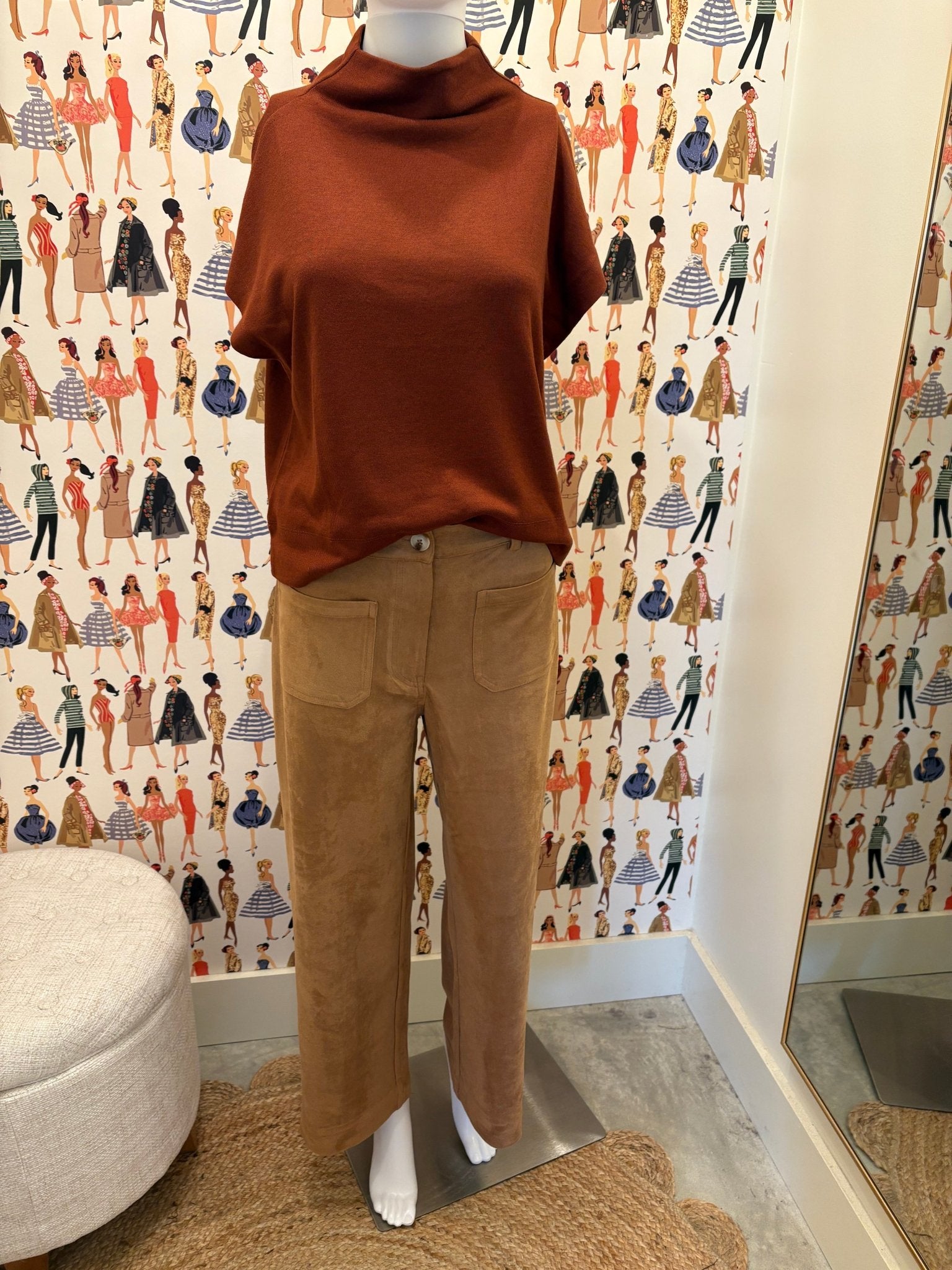 Skies are Blue Faux Suede Wide Leg Pant - Camel - From Me To You