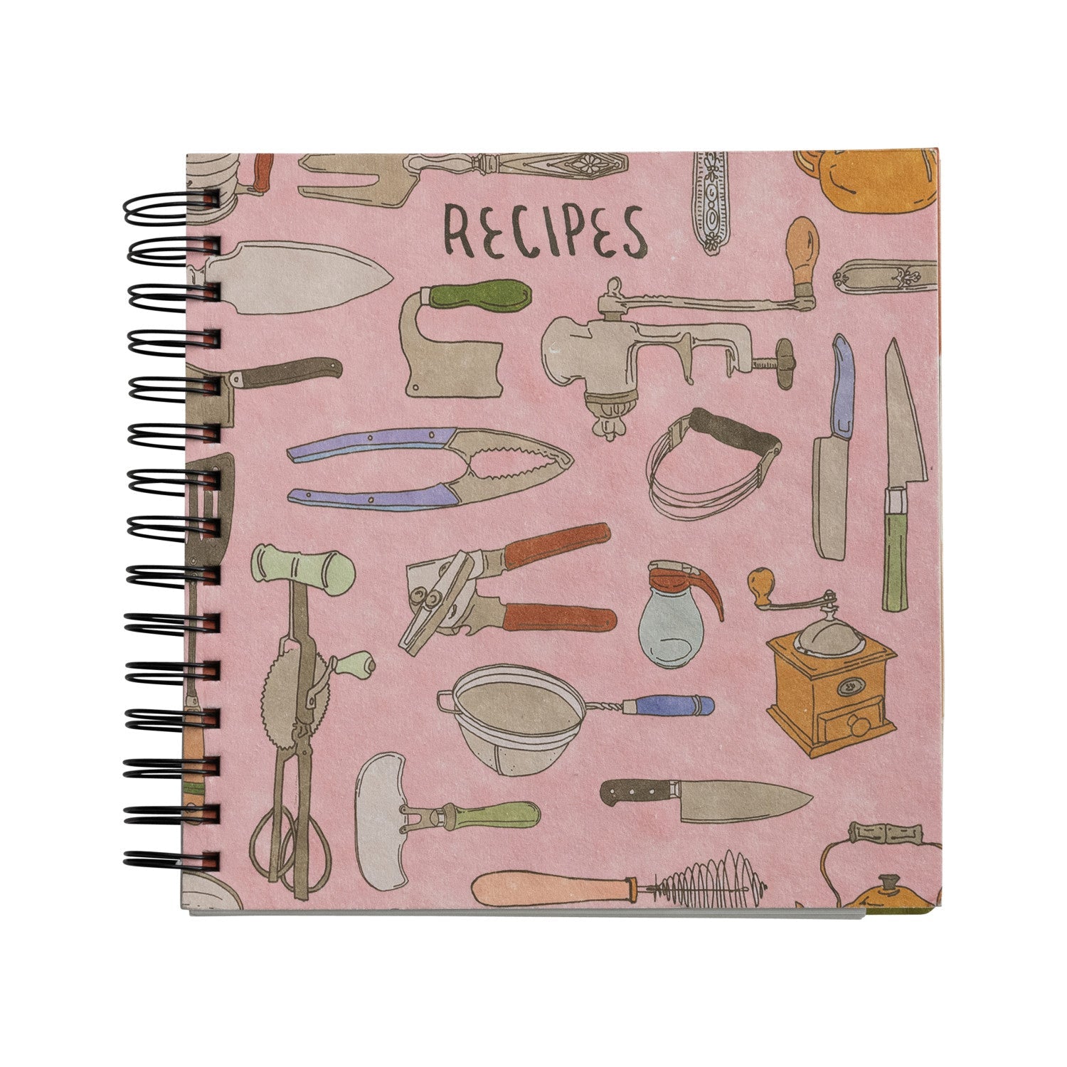 Spiral Bound Paper Recipes Journal w/ Kitchen Utensils/Tools Pattern - From Me To You