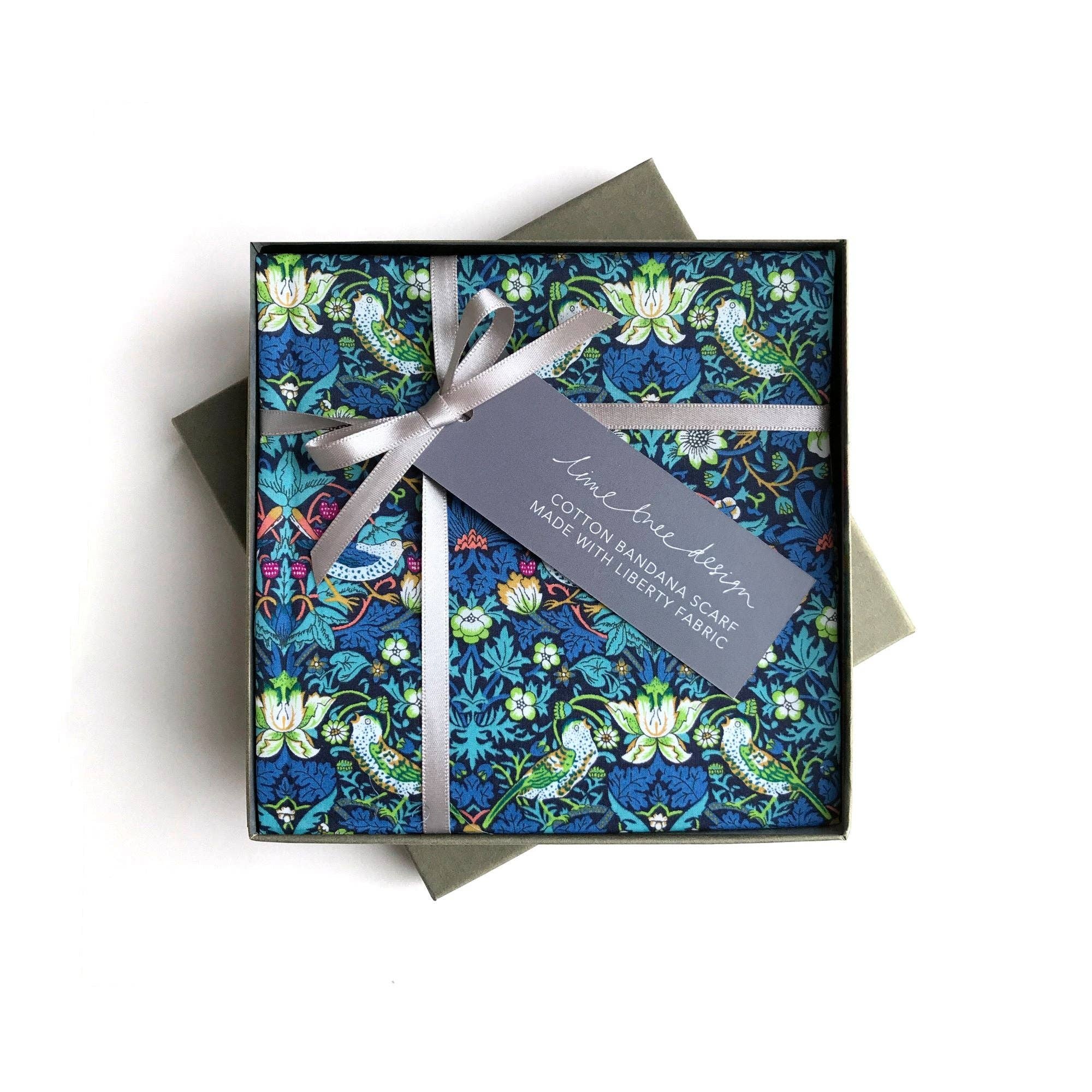 Square Bandana Scarf: Made from Liberty Fabric Strawberry Thief - From Me To You