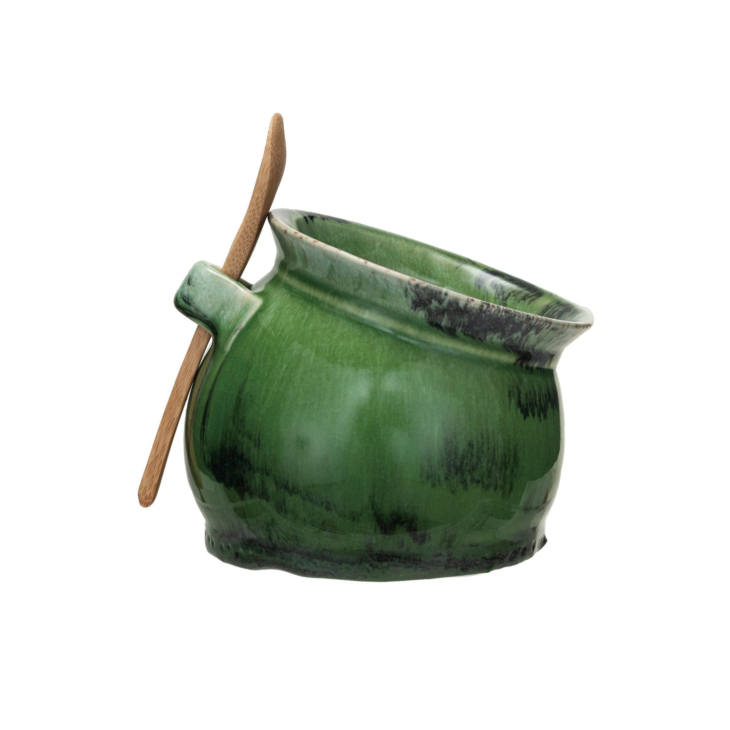 Stoneware Salt Dish w/ Acacia Wood Spoon (Each One Will Vary) - From Me To You