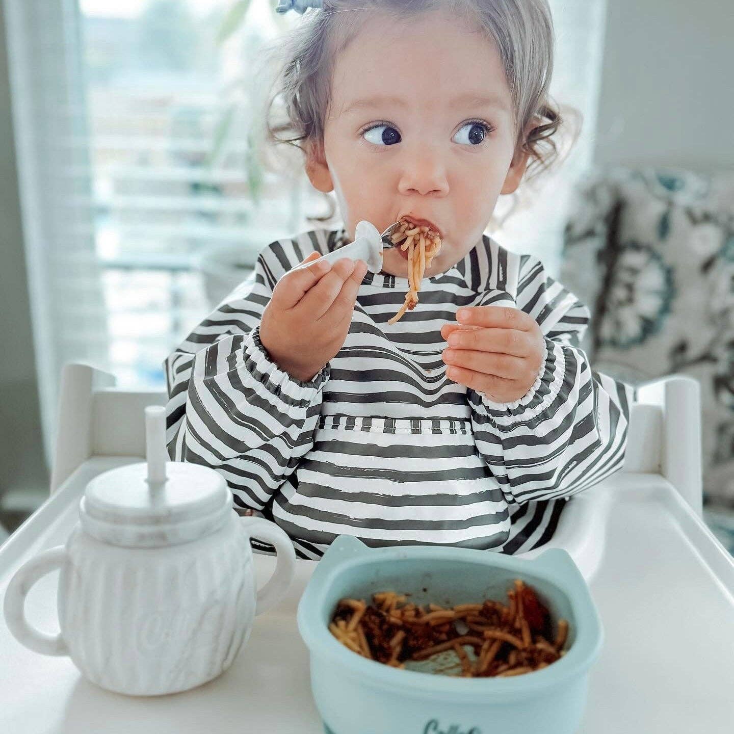 The Grayson Long Sleeve Bib - Brush Stripes - From Me To You