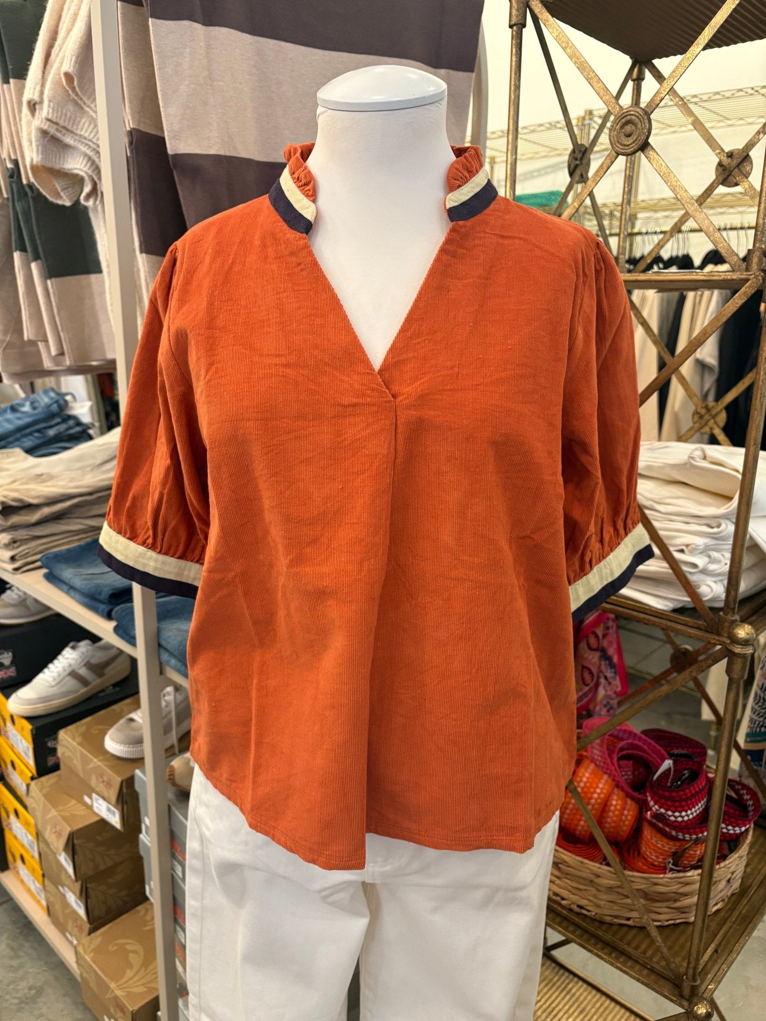 THML Corduroy v - neck top (XS,S,M,L,XL) - From Me To You