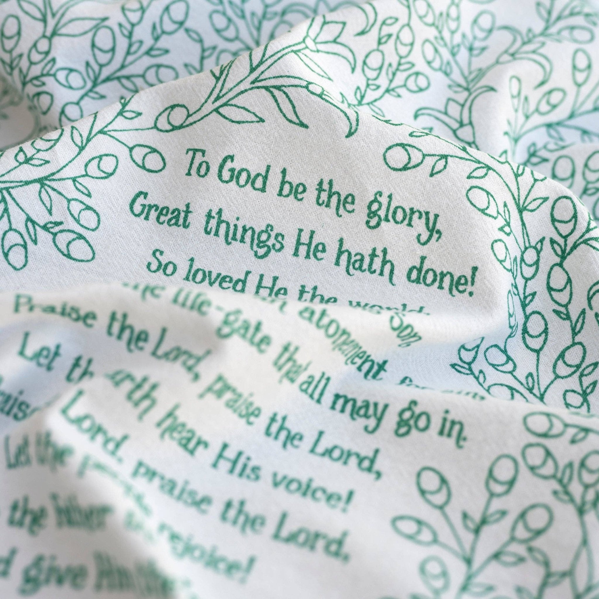 To God Be the Glory Hymn Tea Towel - Teal - From Me To You